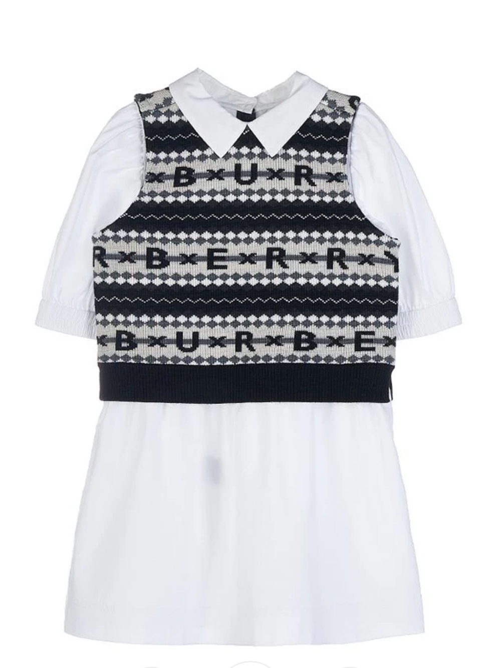 Burberry Kids Black & White Logo Knit Vest Dress Set